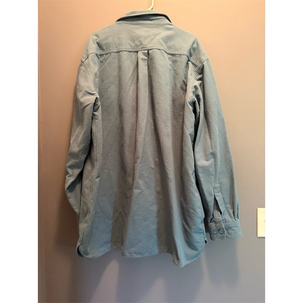 L.L.Bean Chamois Cloth Shirt Mens 2XLT Blue Solid Flannel Fisherman Coastal - Picture 5 of 7